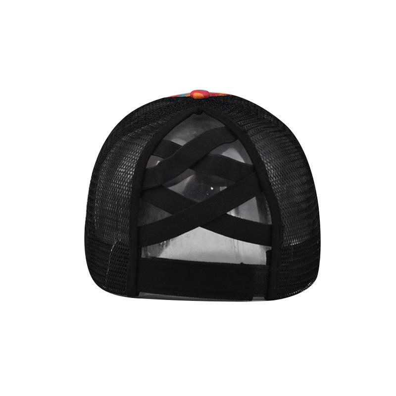 Foreign Trade Colorful Rhombus Cross Ponytail Hat European and American Women Ponytail Hat Sunscreen Visor Ponytail Baseball Cap