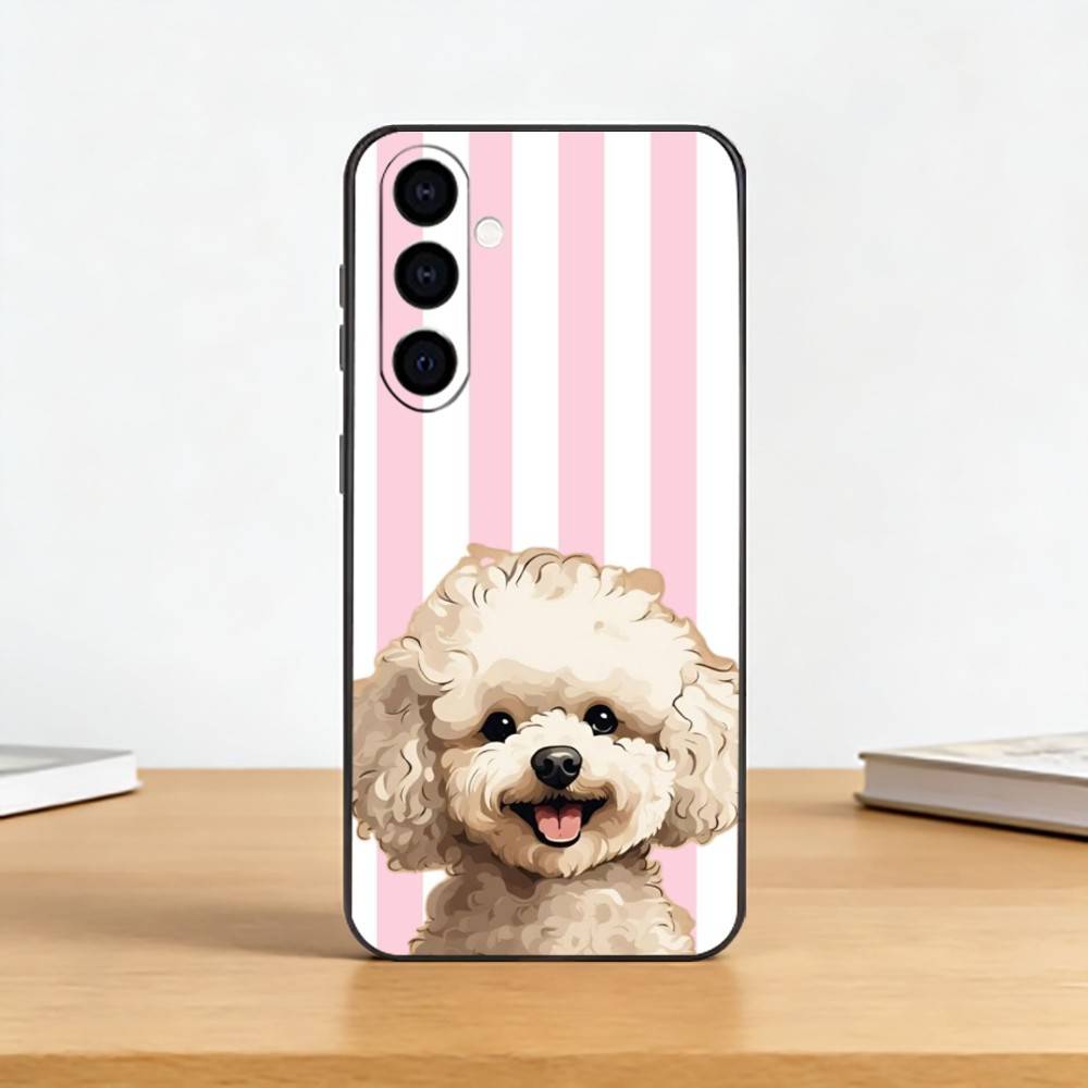 

Cute Cartoon Bichon P-puppy Phone Case For Samsung Galaxy A73,A72,A71,A70,A53,A52,A51,Others Soft Black Cover Samsung a71 5g