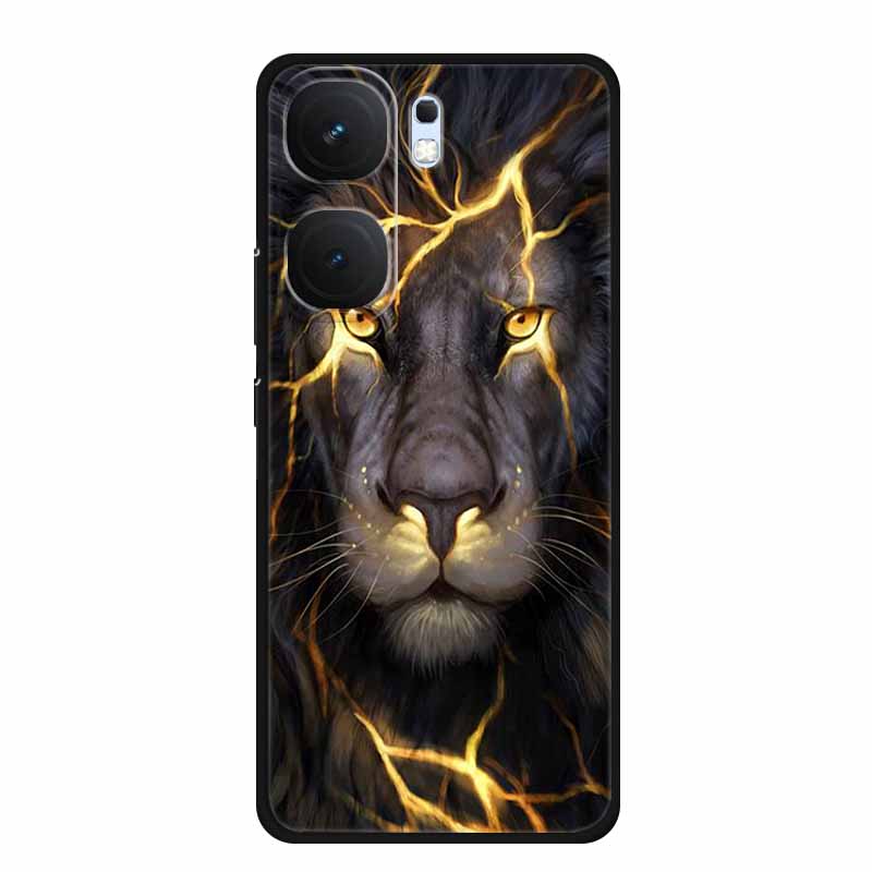 For Vivo iQOO Neo9 Pro Case TPU Silicone Soft Back Cover for Vivo iQOO Neo9 Neo 9 Black Fashion Cool Animals Coque Lion Tiger
