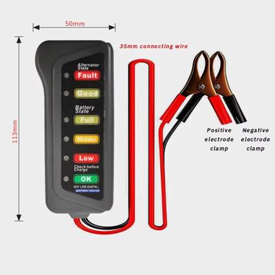Battery Tester Automobile Motorcycle Battery Car Battery Testers ABS Red Yellow Green Display 12V Battery Level