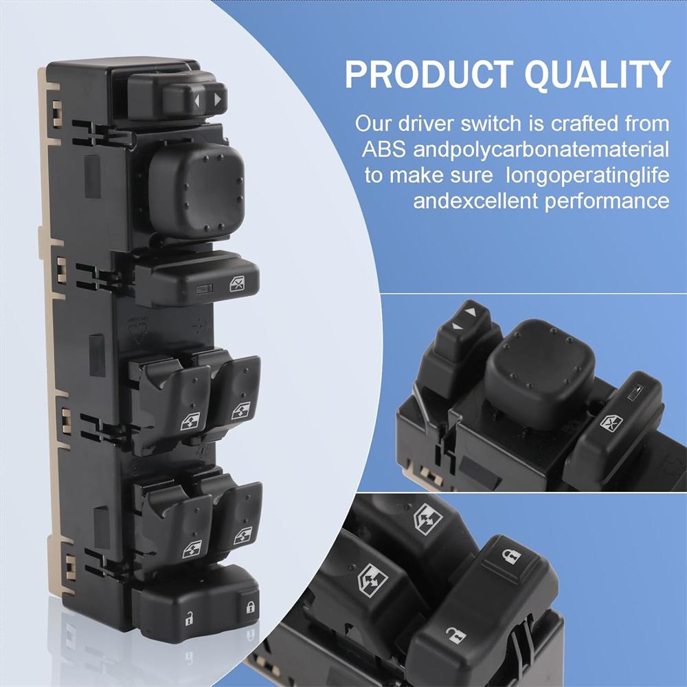 Front Left Window Switch for Chevrolet Silverado 1500/2500/3500 Sierra 1500 Replace# 15883323, 901-075, DWS-220