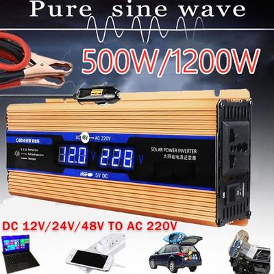 500W 1200W LED Solar Power Inverter DC 12/24/48/60V To AC 220V Modified Sine Wave Converter Car Power Supply Adapter Transformer