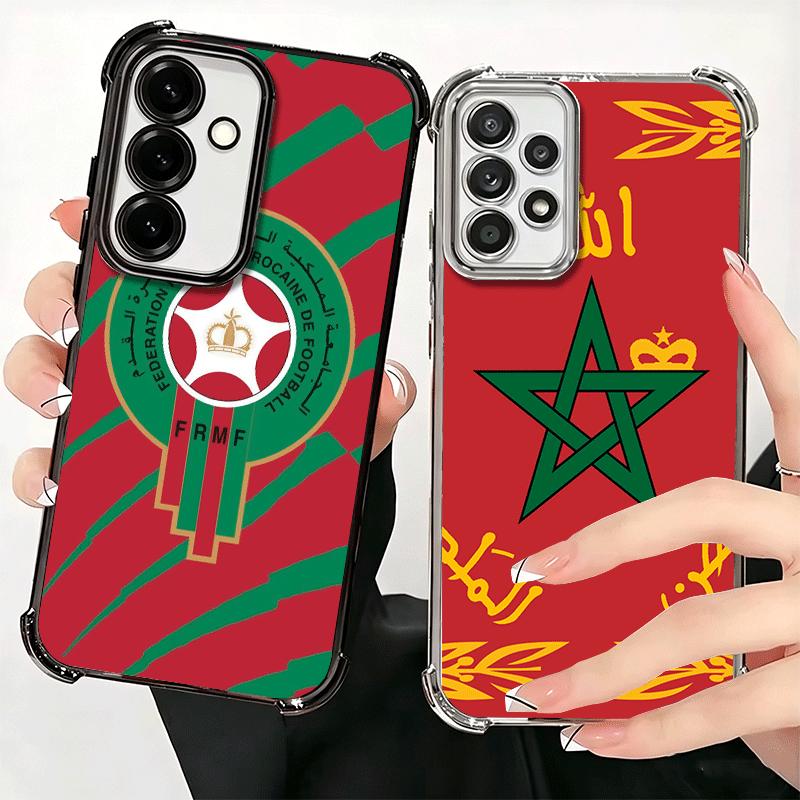 Morocco Flag Plating Phone Case For Samsung A17 A07 A37 A57 A16 A56 A15 A55 A14 A54 A13 A53 A26 A36 A25 A35 A24 A34 A23 A33
