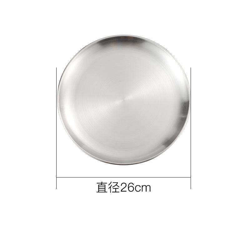 Stainless Steel Round  Food Storage Tray Korean Style Steak BBQ Buffet Plates Durable Thicken Shallow Dishes Kitchen Tools