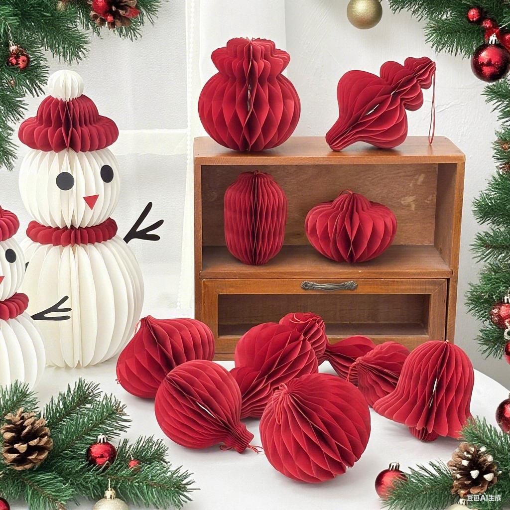 New Year Decorations 3D Honeycomb Pendants Hanging Ornament Christmas Balls New Year Decoration Navidad Xmas Tree Decor