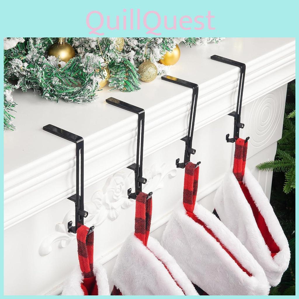 Christmas Sock Holder With Adjustable Non Slip Metal Hooks For Fireplace Decor