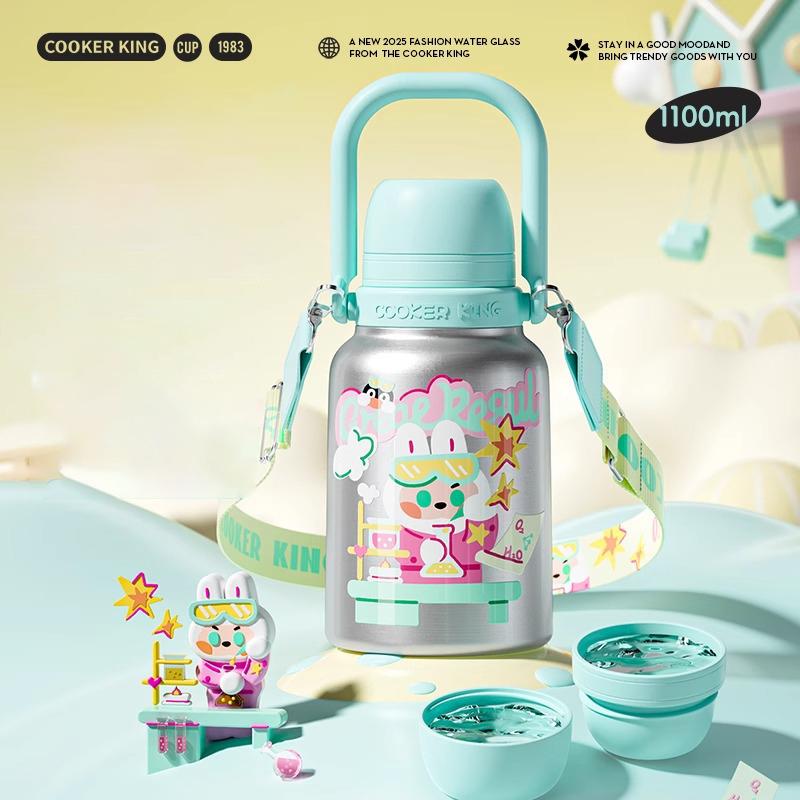 COOKER KING 316 Stainless Steel Insulated Straw Cup Children Thermos Cup Keep Warm and Cold Student School Water Bottles