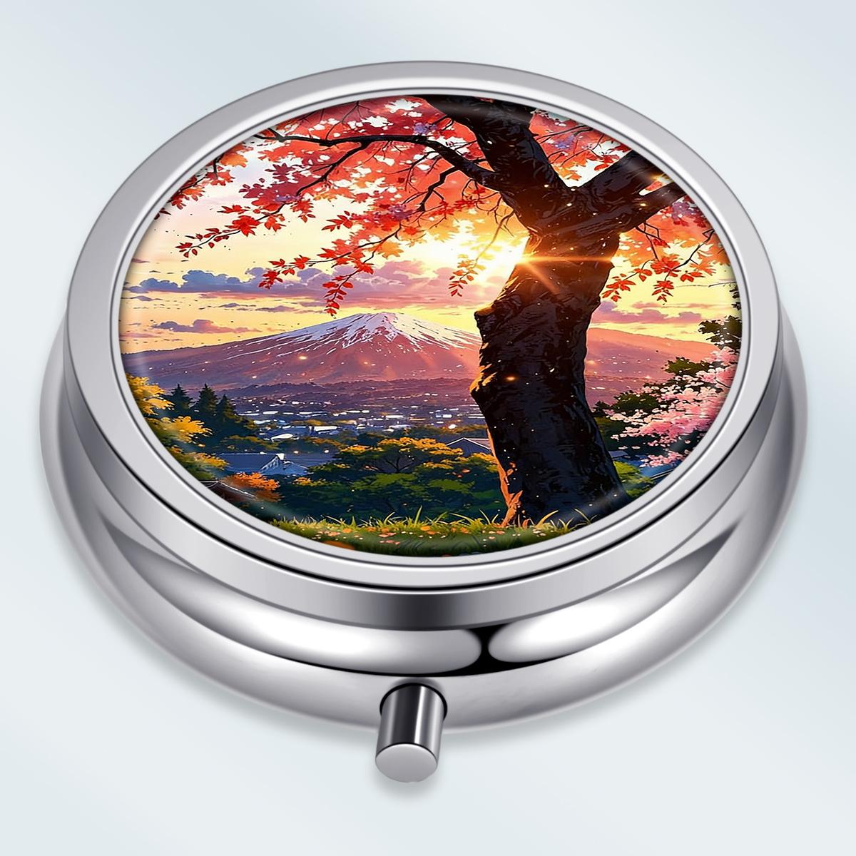 

Portable Pill Box with 3 Compartments, Mini Metal Medicine Organizer Case, Cute Printed Pill Container for Vitamins, Pills, Jewelry, Travel, Daily Use разноцветный