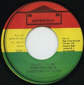 7inch Record BABY WAYNE & DIGNITARY STYLISH - Caan Live So NONE Abyssinia House Jamaica Reggae, Ska & Dub Used