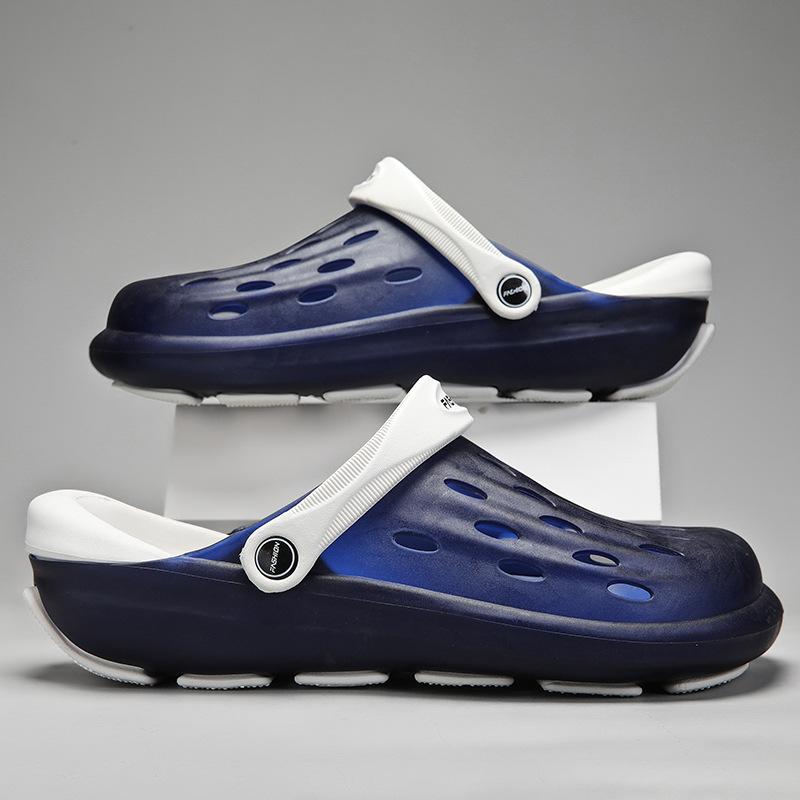Baotou Beach Hole Shoes Men's Jelly Sole EVA Outer Wear Hole Shoes Couple Large Size Casual Wading Shoes Men