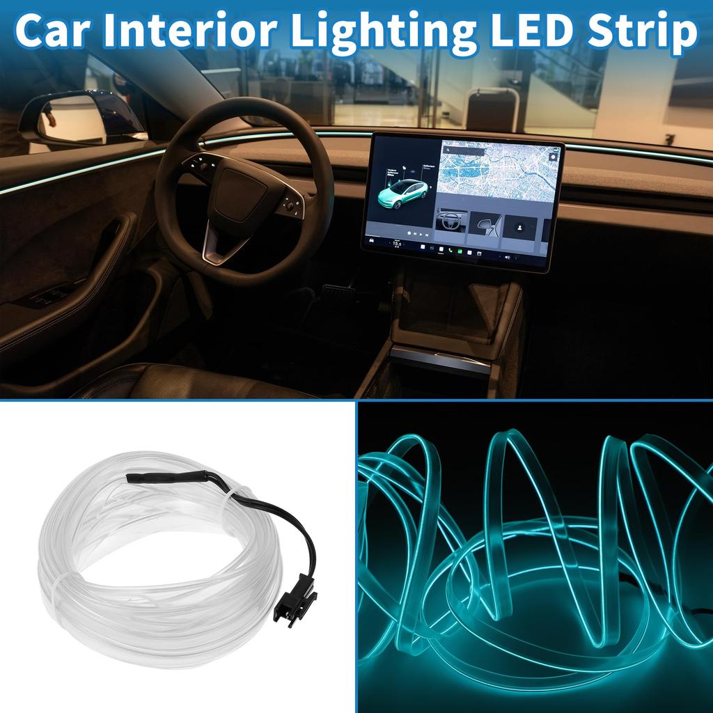 ABSOPRO 4m EL drátový kabel LED zářící řetězová světla Páskové osvětlení interiéru auta