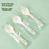 SHUANG YU Disposable Spoons, 50 Individually Wrapped, Thickened Plastic Soup Spoons, for Starch-Based Desserts, Fruit Dishes, Takeout, And Rice