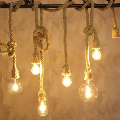 Retro Vintage Kenevir Halat Kolye Işık Amerikan Endüstriyel Asılı Lambalar Yaratıcı Loft Country Tarzı Tavan Lambaları E27 Edison
