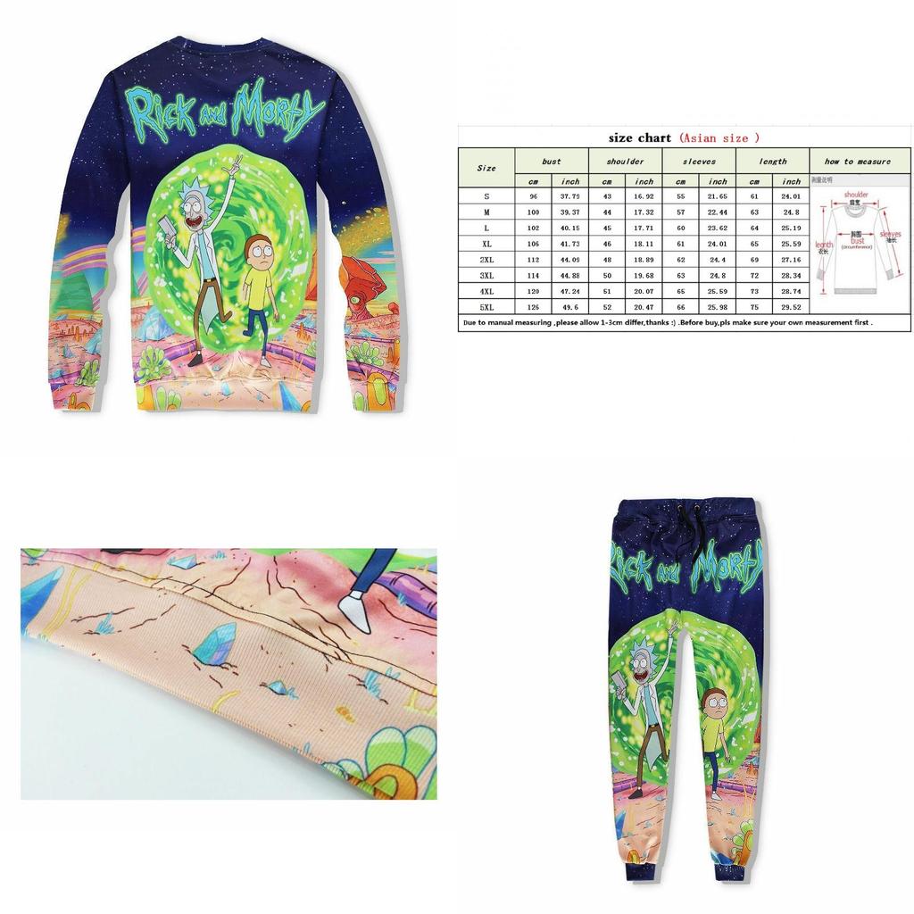 Fun New Rick And Morty Cartoon Galaxy 3d Sweater Hoodie Pants Outfit Tracksuit