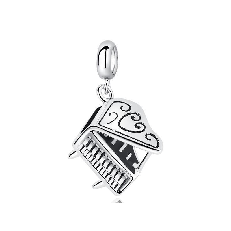 Original 925 Sterling copper Charm Bead Love Music Note Piano Pendant Charms Fit Brand Bracelets Necklaces Women Diy Zircon