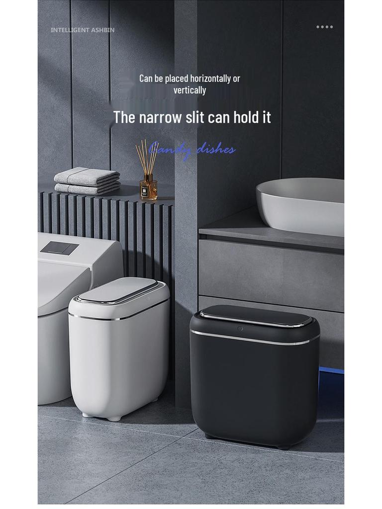 Crevice Smart Induction Trash Can: Multi-Scene, Low-Noise, Slow-Close, Waterproof, Odor-Proof Trash Bin.