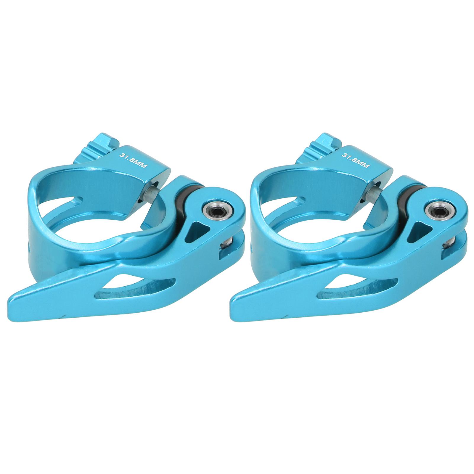 2pcs C73 Aluminium Alloy 31.8MM Mountain Bike Quick Release Seatpost Clip Bicycle Tube Clamp Blue
