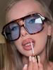 Retro Double Beam Sunglasses Women Brand Designer New Ins Fashion Personalized Oversized Square Eyewear Men Eyeglasses UV400
