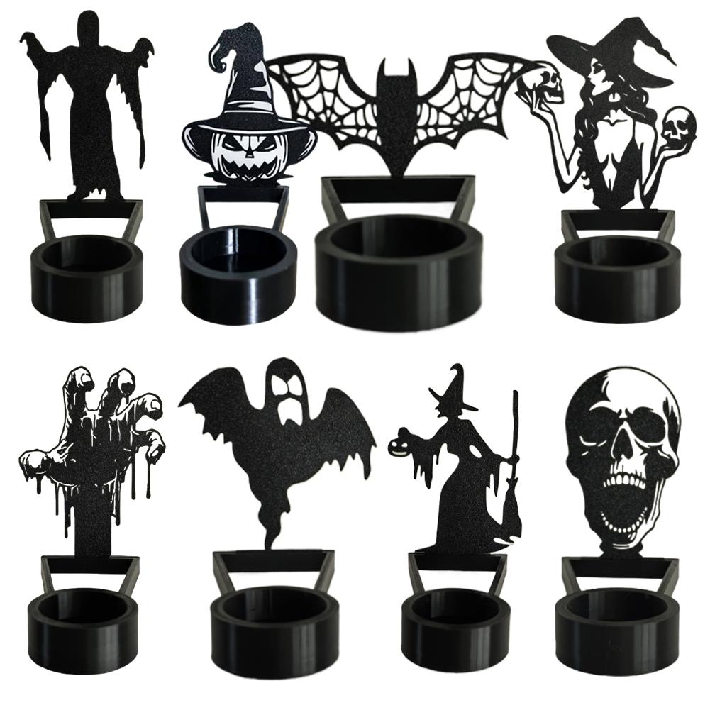 Halloween Funny Shadow Stand Foldable Horror Candle Holder Multi-Purpose Projection Candle Stand Atmosphere Arrangement Craft