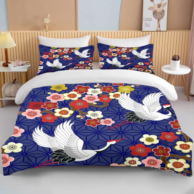 10 Sizes Japanese Kimono Fine Pattern Bedding 3 Piece Set king size double  bedding set microfiber or polyester duvet cover set