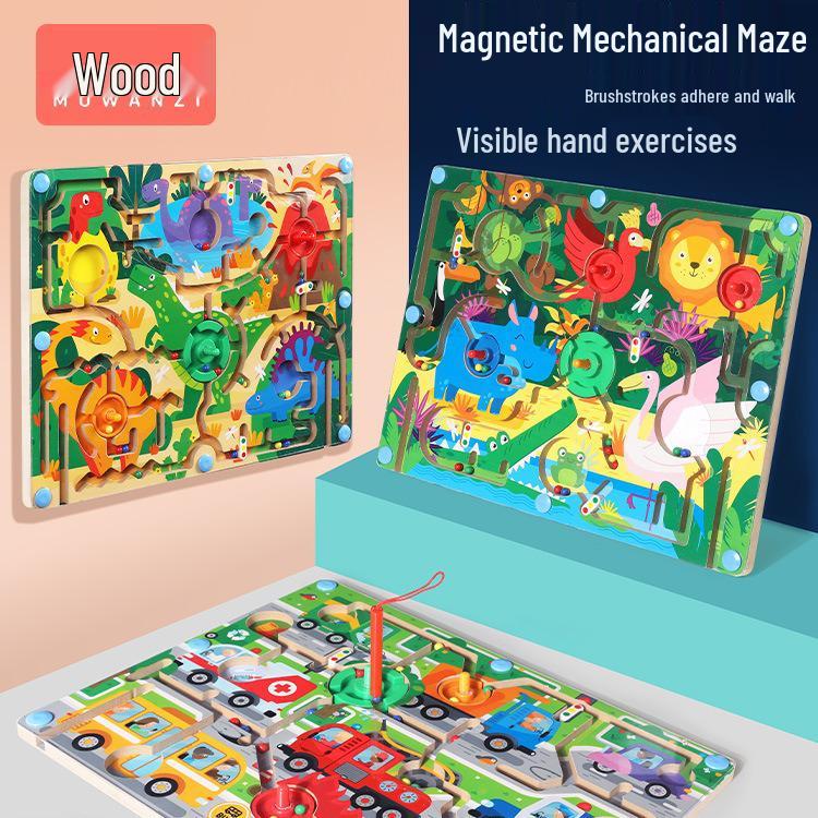 

Dinosaur Traffic Animal Magnetic Maze Toy for Kids Logical Thinking & Concentration