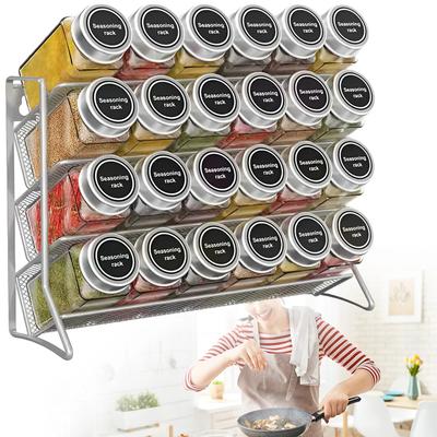 4 Tiers Cupboard Storage Shelf Spice Rack Storage Rack No-Drilling Spice Seasoning Organizer Space Saving for Small Can Storage