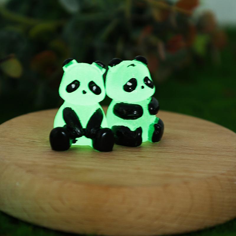 5-20Pcs Cute Resin Panda Glow-In-The-Dark Toys Diy Car Ornaments Handmade Micro Landscape Pendants Three-Dimensional Night Light