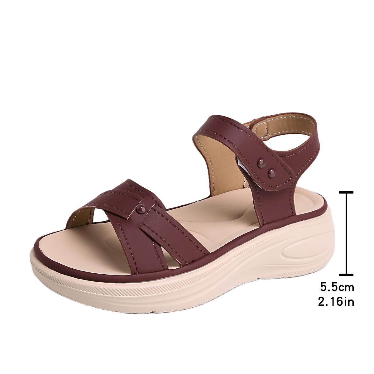 

Обувь Больших Размеров для Женщин 35-42 Летняя Мода Женские Платформенные Сандалии-Клинки С Открытым Носком Нескользящие Повседневные Сандалии Женская Обувь 35 бордовый