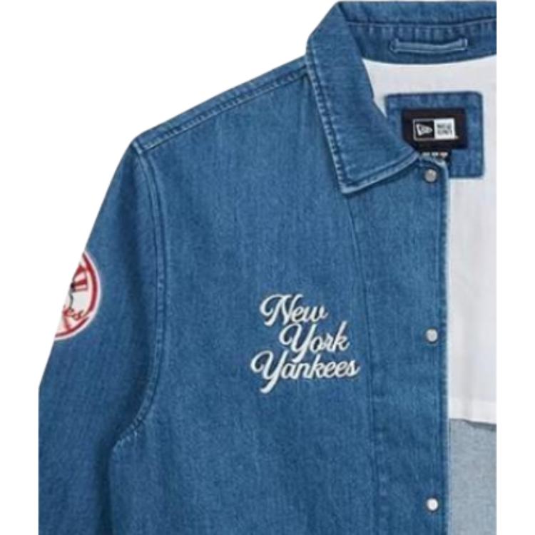 New Era SS25 Logo Embroidered Single-Breasted Long Sleeve Denim Jacket Unisex jackets 14536454