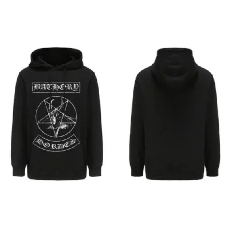 Mens Black Heavy Metal Band Bathory Hoody Y2k Vintage Hip Hop Streetwear Hoodie Zip-up Casual men women Hoodies Coats