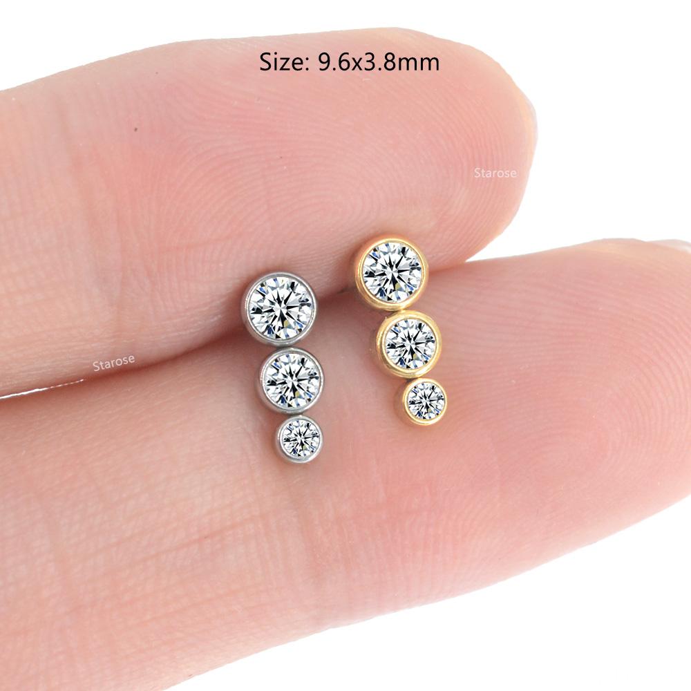 1Pc 1.2x6/8mm G23 Titanium Base Stainless Steel Studs Lip Labret Piercing Nose Helix Piercing Conch Tragus Earrings Flat End