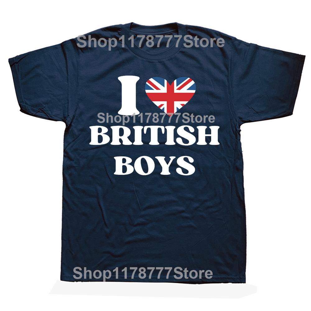 Funny I Love British Boys T Shirts Graphic Cotton I Red Heart British Boys Britain United Kingdom Gifts Summer Tshirt Men