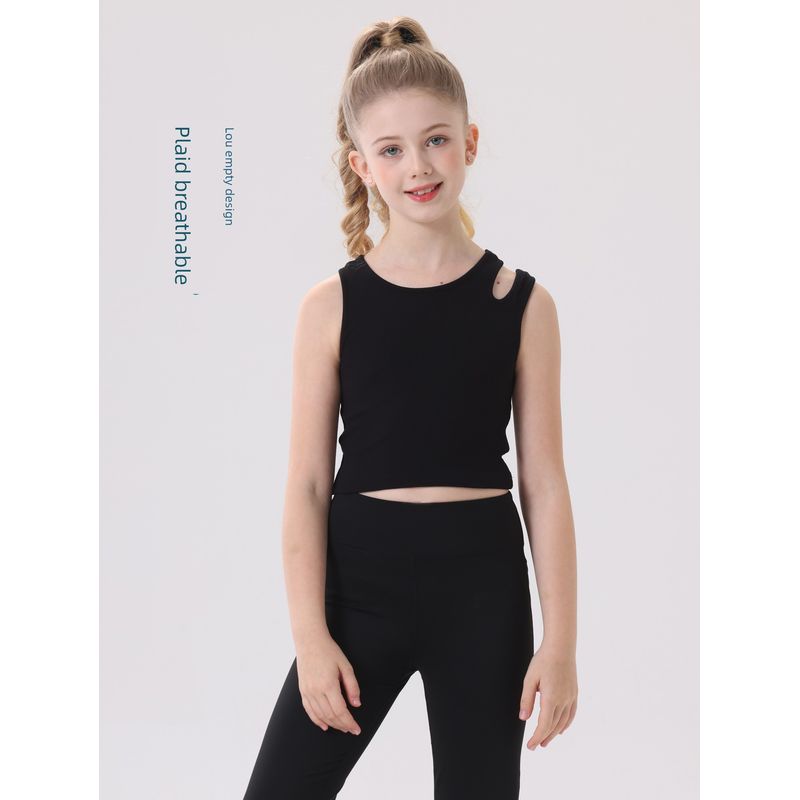 

Baby Girls Yoga Vest Children s Cotton Small Bra Candy Color Cable Stitch Camisole Long Vest Black 140cm