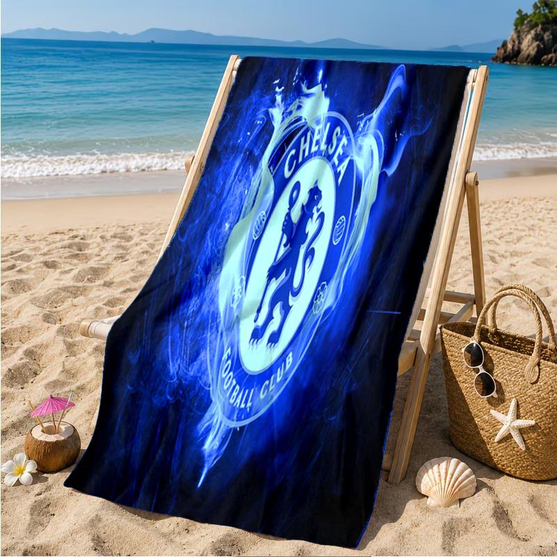 Asciugamano da Spiaggia con Logo Blu del Chelsea Football Club, Asciugamano da Spiaggia in Microfibra, Leggero e Asciugatura Rapida, per Viaggi Estivi, Piscina, Regalo di Compleanno per Fan