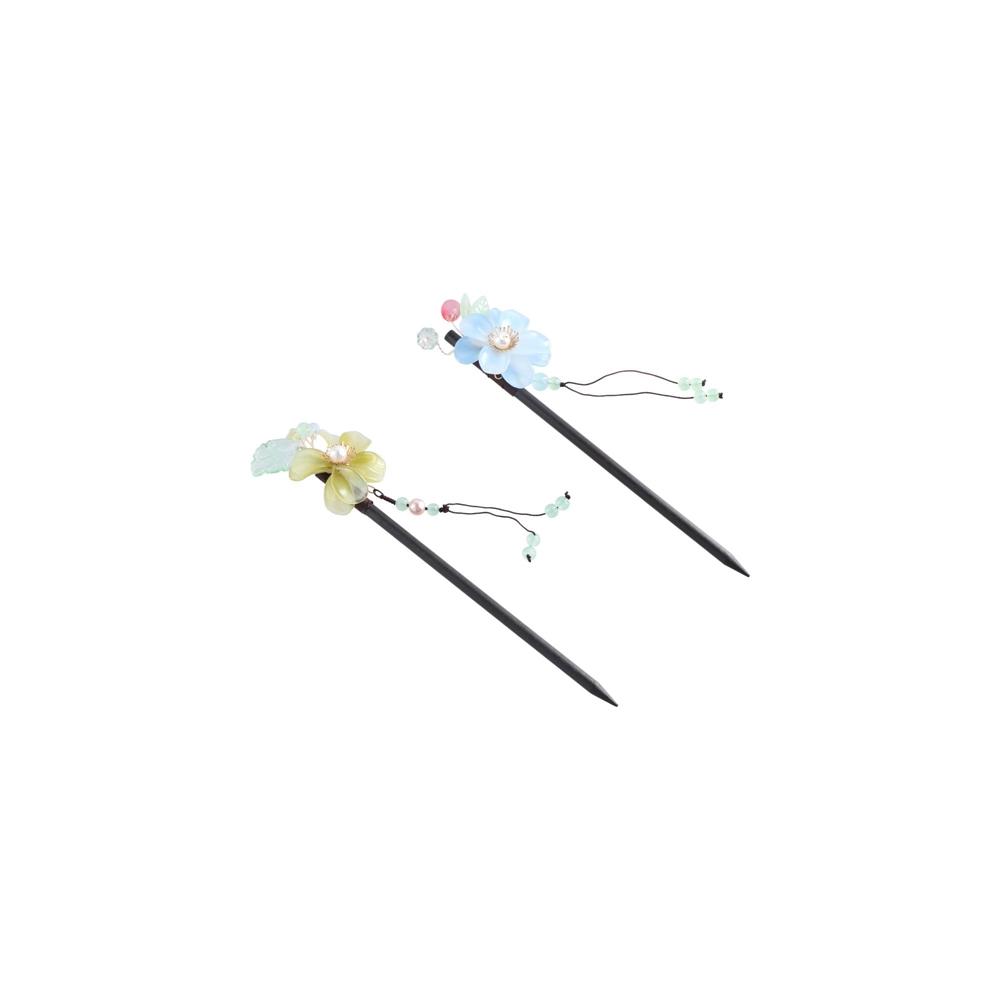 

Hair Clip Tassel Wooden Flower Hair Stick Chinese Style Hair Fork Hairpin Hair Accessories E