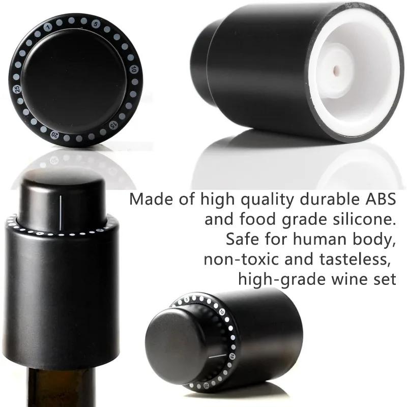 Vakuum Vinkork Vinstopp Vakuum Vinflaskor med Tidsskala Registreringar Barutrustning Vinkork Bartillbehör
