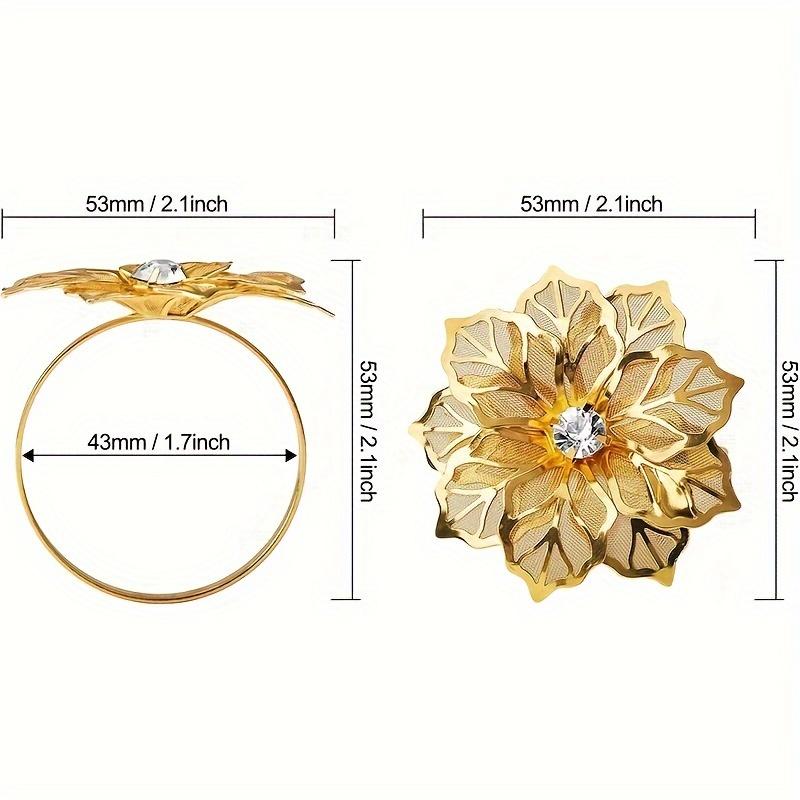 Elegant 4 Pcs Hotel Napkin Rings Metal Petal Napkin Buckle Wedding Tableware Delicate Mouth Cloth Ring for Fine Dining
