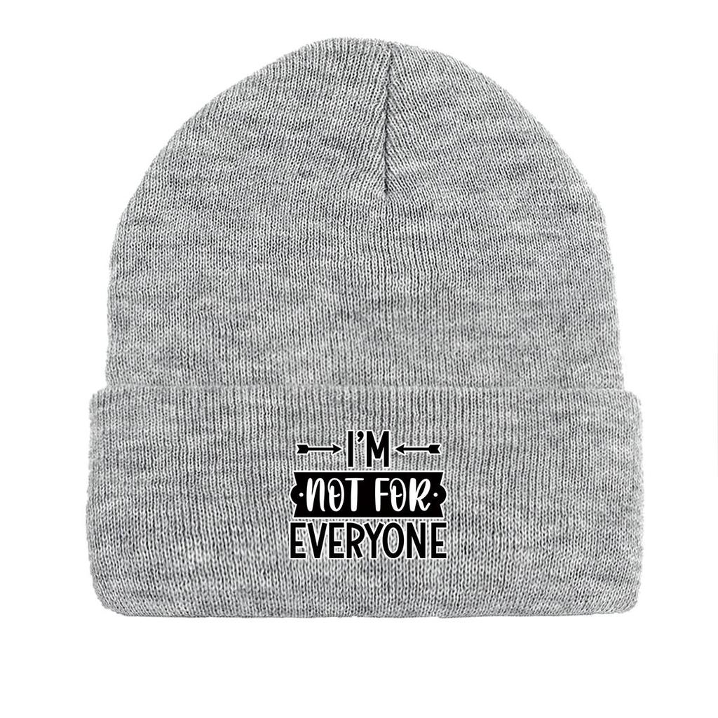 I'M NOT FOR EVERYONE\" Print Knit Cap Beanie, Text Man Cap Cancer Chemo Autumn Unisex Pompom Beanies Knitted Hat Beanie