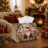 1pc Vintage Rustic Christmas Tissue Box with Santa Claus & Rocking Horse Wreath - Suitable for Rolls/Face Tissues/Singles, Napkin Holder for Xmas Home