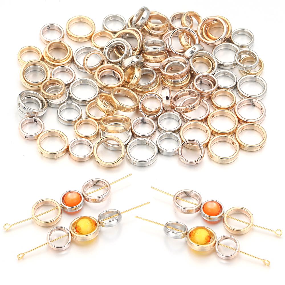 100set/lot Double Hole Frame Circular Bead CCB Positioning Circle Jump Rings for Diy Bracelet Earrings Pendants Jewelry Making