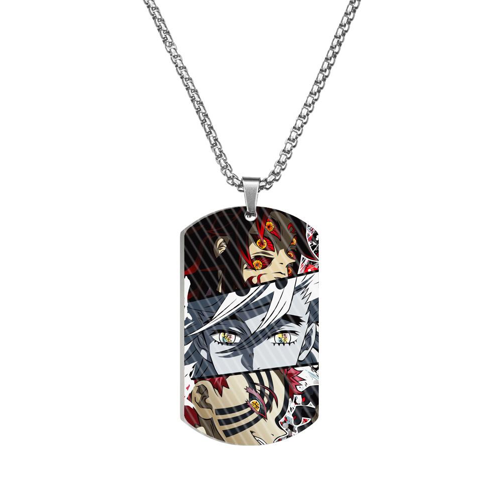 Demon Slayer Kimetsu No Yaiba Tanjiro Nezuko Stainless Steel Color Printed Dog Tag Necklace Anime Cosplay Accessory Gift For