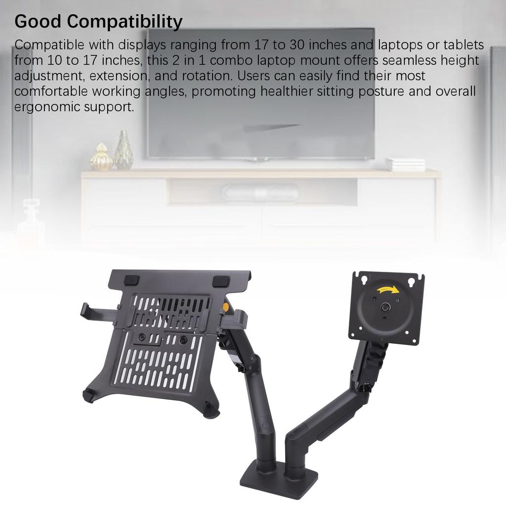 Display and Laptop Mount F160-FP Adjustable 2 in 1 Combo Mount for 17-30in Display 10-17in Laptop