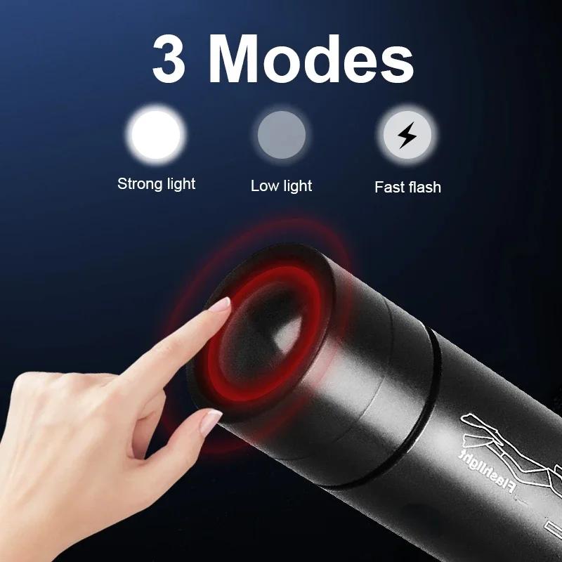 Zoomable Diving Flashlight IPX8 Waterproof Dive Lights Flashlight Portable 50M Underwater Diving Torch Hunting Lantern Fishing
