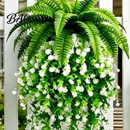Fiori Artificiali da Esterno Piante Finte da Appendere, Rampicanti Resistenti ai Raggi UV, Edera Fiori di Seta Realistici Decorazione Finta Interno Camera da Letto Soggiorno Parete Boho