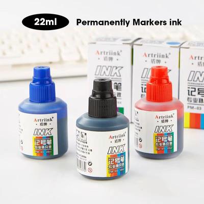 1 Box 22ml Markers Ink Red Blue Black Green White,Quick-Drying,Waterproof,5 Colors Permanent Markers Pen Ink Filler Liquid