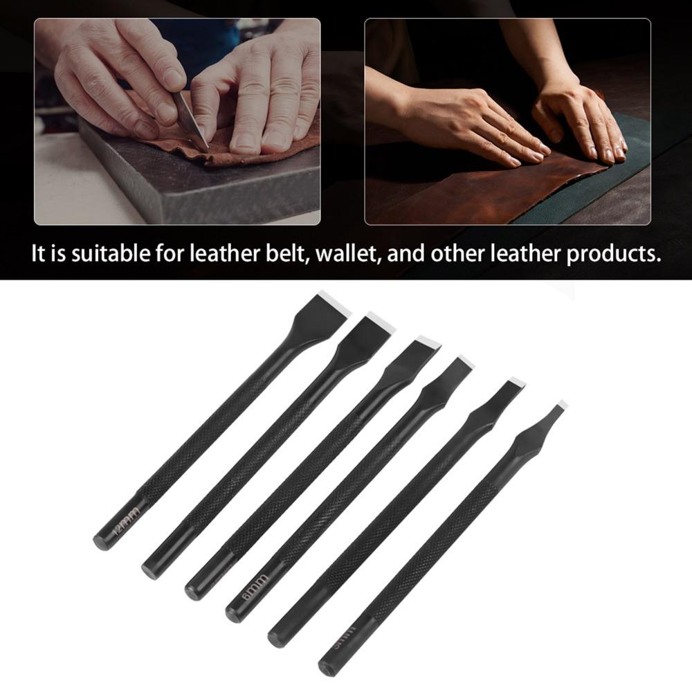 6pcs 3mm To 12mm Punchers Leather Craft Tool Set Straight Slot Punch Kit Wallet Making