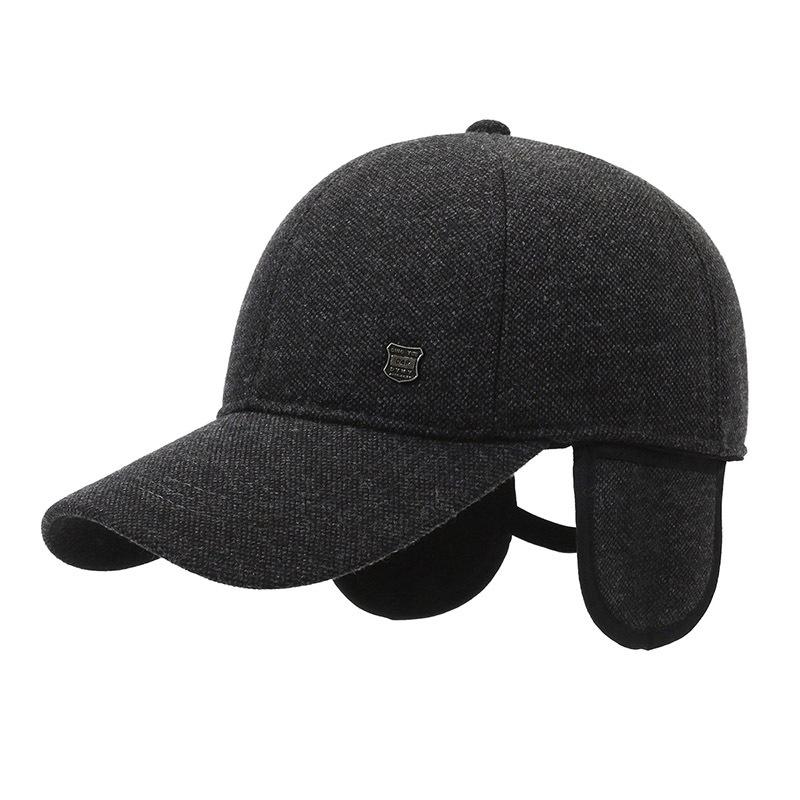 Men's Hats Autumn and Winter Middle-aged and Elderly Thickened Ear Protectors and Warm Peaked Caps Outdoor Woolen Cold-proof Dad Cotton Hats