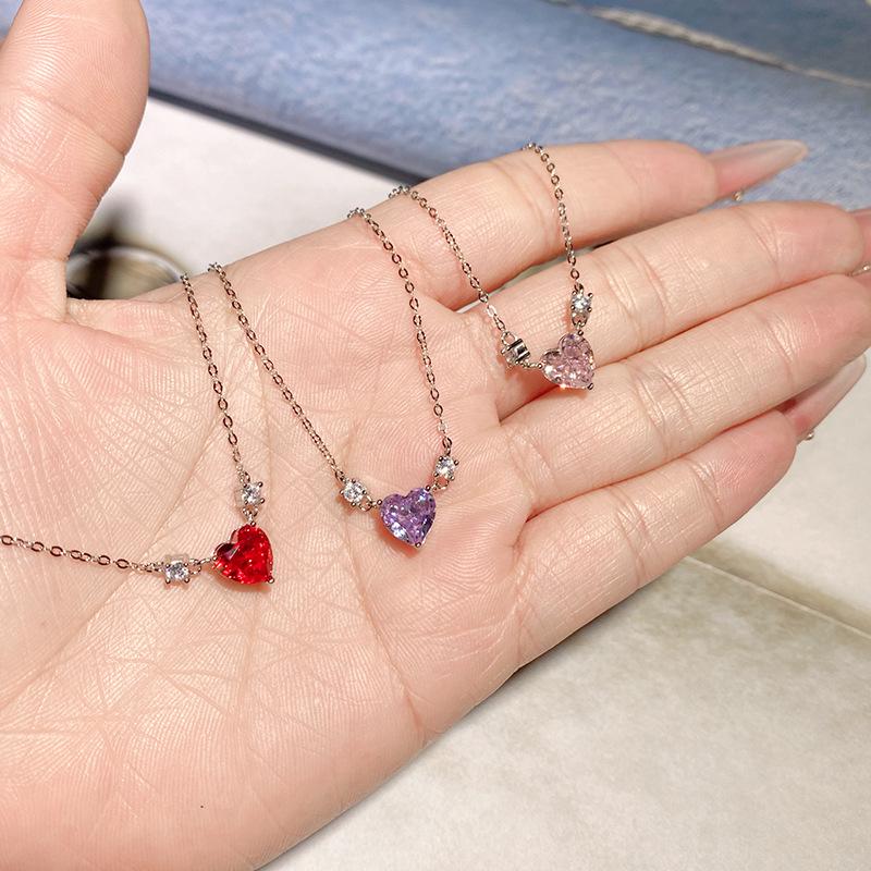 Clear Sky S925 Sterling Silver Heart Necklace for Women with Micro-set Zirconia