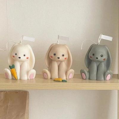Cute Creative Handmade Sitting Lucky Rabbit Silicone Mold 3D Bunny Scented Candle Mould Wax Aromatherapy Making DIY Candle Mold