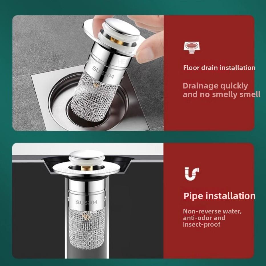 Universeller Spülen-Pop-Up-Ablaufstopfen Verstopfungshemmend Geruchsabweisend & Insektensicher Haarfilter Badezimmerwaschbeckenstöpsel